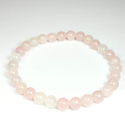 Pulsera De Cuarzo Rosa Claro en Perlas de 6 mm