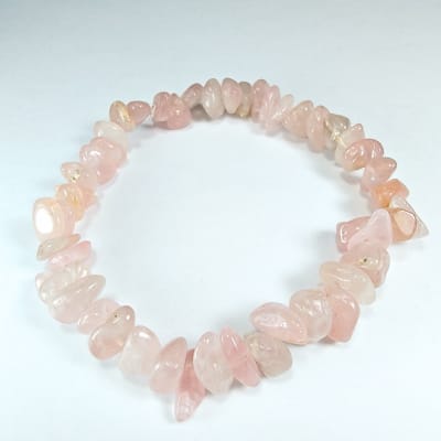 Pulsera De Cuarzo Rosa Intenso Irregular de 6 mm