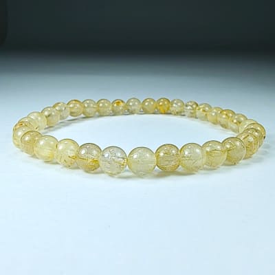 Pulsera De Cuarzo Rutilo en Perlas de 5 mm
