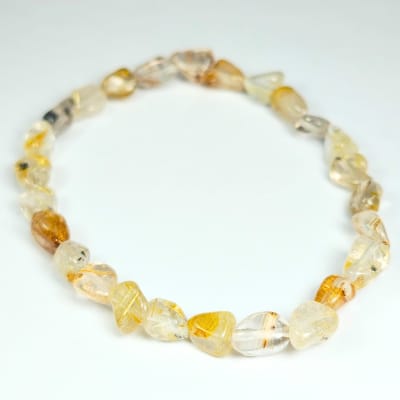 Pulsera De Cuarzo Rutilo en Porotos de 5 mm