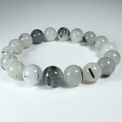 Pulsera De Cuarzo Turmalinado en Perlas de 10 mm