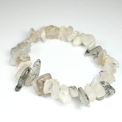 Pulsera De Cuarzo Turmalinado Irregular de 12 mm