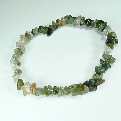 Pulsera De Cuarzo Turmalinado Verde Irregular de 4 mm