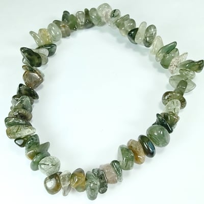 Pulsera De Cuarzo Turmalinado Verde Irregular de 6 mm