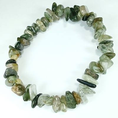 Pulsera De Cuarzo Turmalinado Verde Irregular de 8 mm