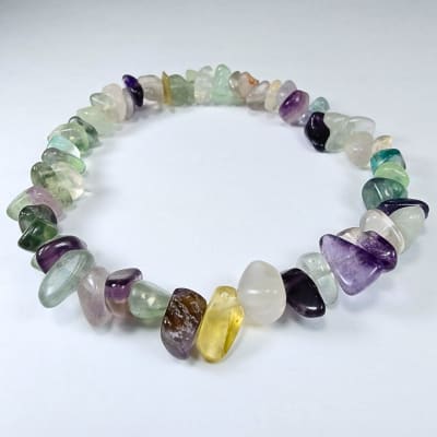 Pulsera De Fluorita Multicolor Irregular de 6 mm