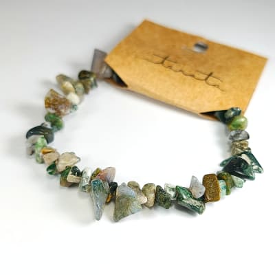 Pulsera De Ágata Musgo Irregular de 6 mm