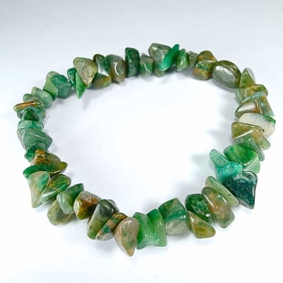 Pulsera De Jade Verde Pardo Irregular de 6 mm1
