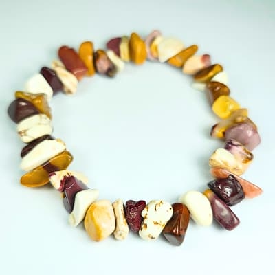 Pulsera De Jaspe Amarillo Y Jaspe Mookaíta Multicolor Irregular de 10 mm1