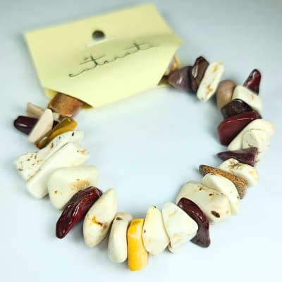 Pulsera De Jaspe Amarillo Y Jaspe Mookaíta Multicolor Irregular de 15 mm1