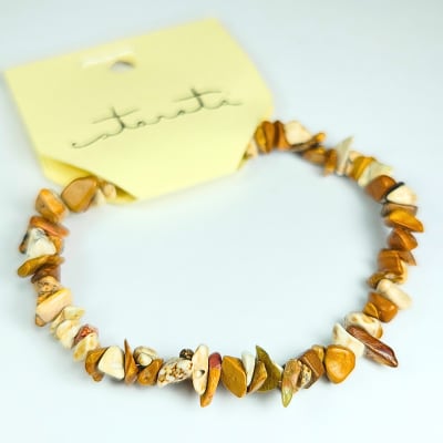Pulsera De Jaspe Amarillo Y Jaspe Mookaíta Multicolor Irregular de 4 mm