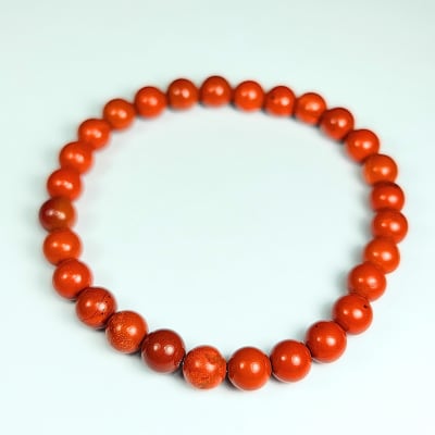 Pulsera De Jaspe Rojo en Perlas de 6 mm