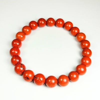 Pulsera De Jaspe Rojo en Perlas de 8 mm