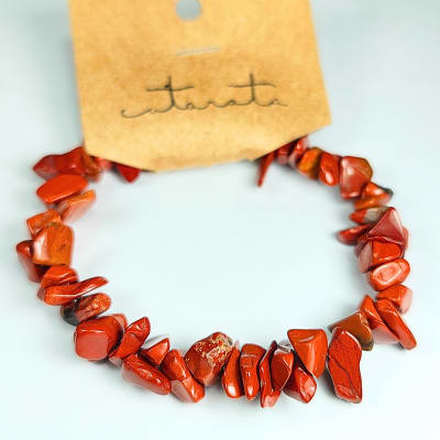 Pulsera De Jaspe Rojo Irregular de 8 mm