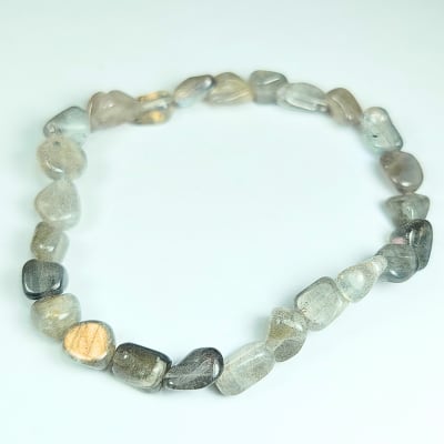 Pulsera De Labradorita Gris en Porotos de 5 mm