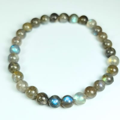 Pulsera De Labradorita Verde Y Labradorita Gris en Perlas de 6 mm1