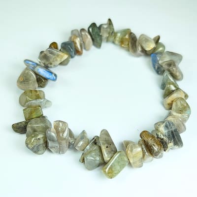 Pulsera De Labradorita Verde Y Labradorita Gris Irregular de 12 mm