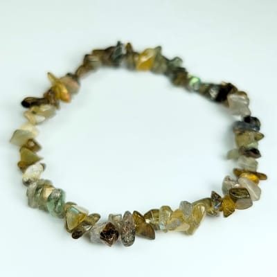 Pulsera De Labradorita Verde Y Labradorita Gris Irregular de 4 mm