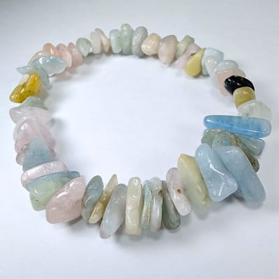 Pulsera De Morganita Y Aguamarina Irregular de 10 mm