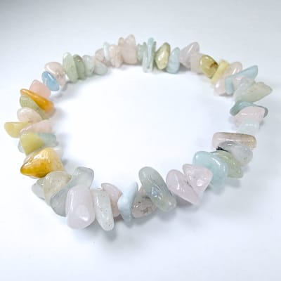 Pulsera De Morganita Y Aguamarina Irregular de 6 mm