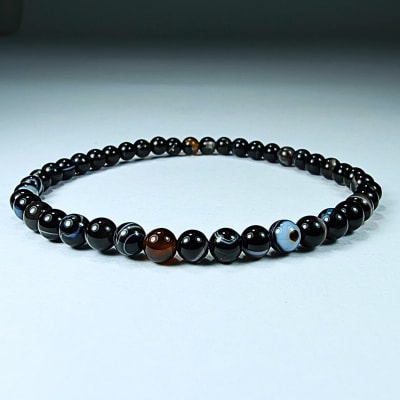 Pulsera De Ónix Negro en Perlas de 4 mm