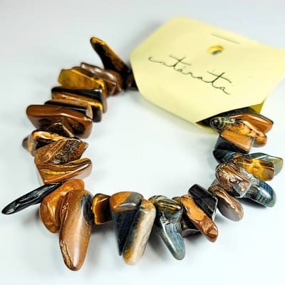 Pulsera De Ojo De Tigre Y Ojo De Halcón Irregular de 15 mm