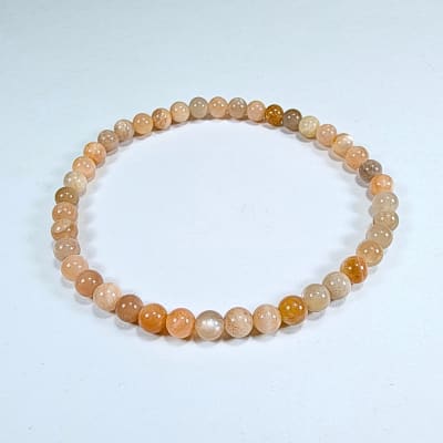 Pulsera De Piedra Luna De Seda Rosa en Perlas de 4 mm