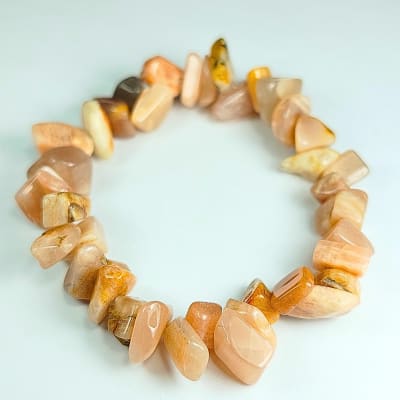 Pulsera De Piedra Luna De Seda Rosa Irregular de 10 mm