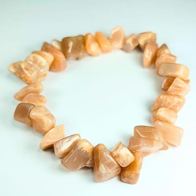 Pulsera De Piedra Luna De Seda Rosa Irregular de 13 mm