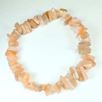 Pulsera De Piedra Luna De Seda Rosa Irregular de 6 mm