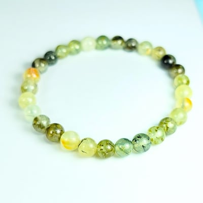 Pulsera De Prehenita Con Epidota en Perlas de 6 mm1