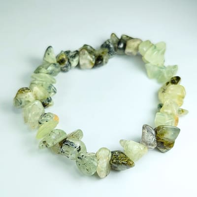 Pulsera De Prehenita Con Epidota Irregular de 10 mm