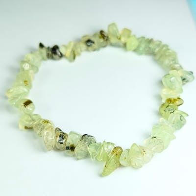 Pulsera De Prehenita Con Epidota Irregular de 6 mm