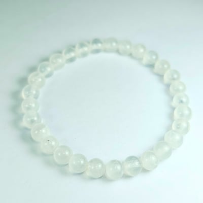 Pulsera De Selenita Blanca en Perlas de 6 mm