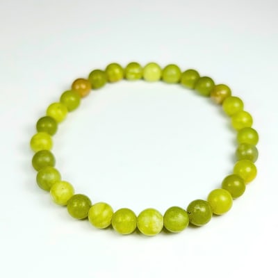 Pulsera De Serpentina Verde en Perlas de 6 mm