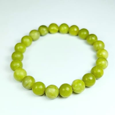 Pulsera De Serpentina Verde en Perlas de 8 mm