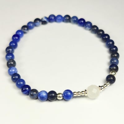 Pulsera De Sodalita Azul Y Cuarzo Rosa en Perlas desde 4 mm1