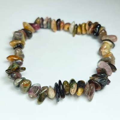 Pulsera De Turmalina Gris Multicolor Irregular de 8 mm