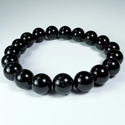 Pulsera De Turmalina Negra en Perlas de 10 mm