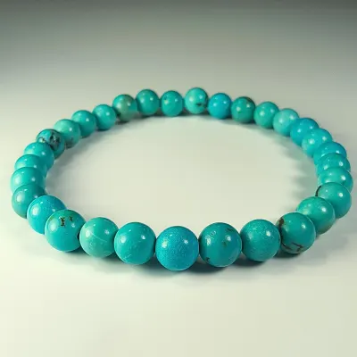 Pulsera De Turquesa Reconstituída en Perlas de 6 mm