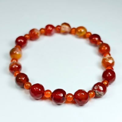 Pulsera Intercalada De Cornalina en Perlas Facetadas desde 4 mm