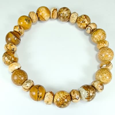Pulsera Intercalada De Jaspe Amarillo en Perlas desde 8 mm