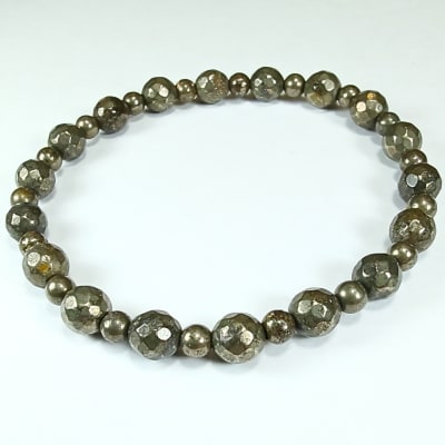 Pulsera Intercalada De Pirita en Perlas desde 4 mm