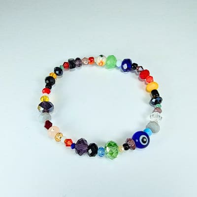 Pulsera Libre De Cristal Chino Multicolor Y Ojo Turco Multicolor en Rondell Facetado desde 10 mm