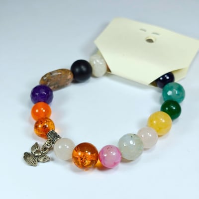 Pulsera Libre De Multimateriales en Perlas desde 10 mm + Dije1