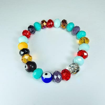 Pulsera Libre De Ojo Turco Multicolor Y Cristal Chino Multicolor en Rondell Facetado desde 2 mm
