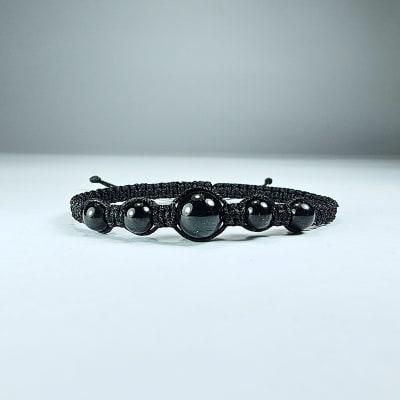 Pulsera Tejida Negro De Turmalina Negra en Perlas desde 6 mm