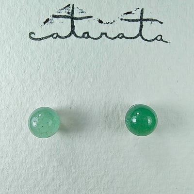 Puntos De Aventurina Verde Y Fantasía Plateada de 5 mm