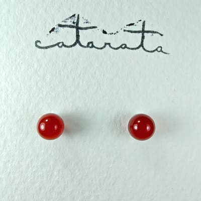 Puntos De Cornalina Y Fantasía Plateada de 5 mm1