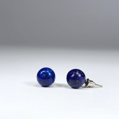 Puntos De Lapislázuli Teñido Y Fantasía Plateada de 8 mm